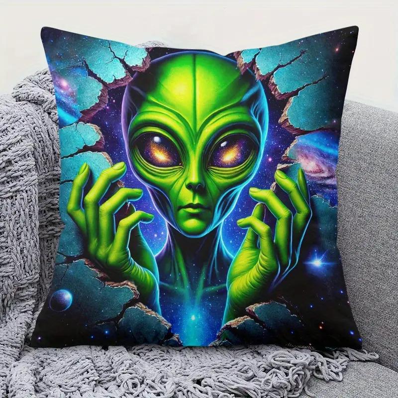Funda De Almohada, 1 Unidad, Con Estampado Navide?o De Alien S разноцветный