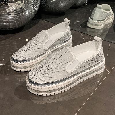 Fashion 2025 Spring Rhinestone Single Shoes Platform Trifle Loafers Women's Casual Versatile Sneakers