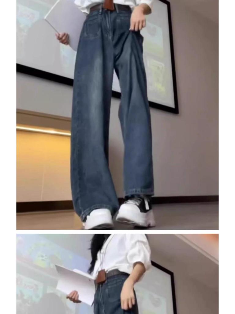 Women's Plus Size Fleece-Lined High Waist Straight Leg Jeans - 2025 Autumn/Winter Slimming Wide Leg Style