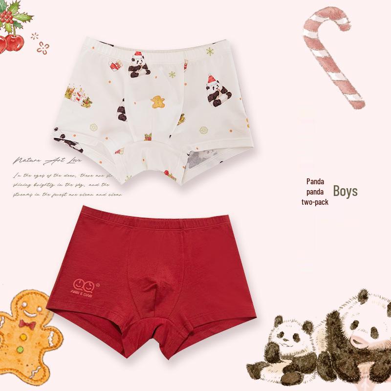 An Dan Christmas Limited Edition Antibacterial Cotton Boxer Briefs for Boys and Girls - 2-Pack