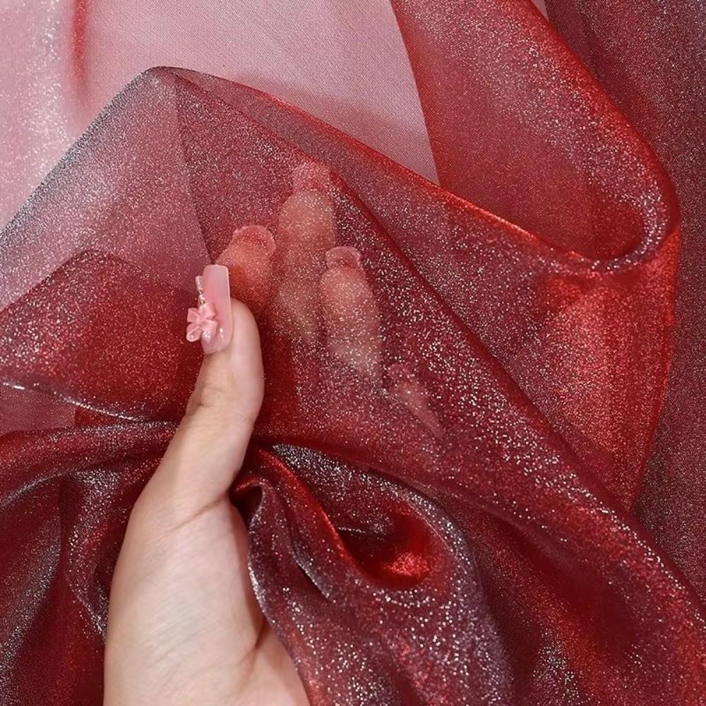 Mjuk tyll 100*140cm Fluorescerande organzatyger Glitterorganza Tyg Scen Bröllopsdekor