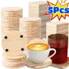 5Pcs Solid Wood Coffee Mug Coaster Heat Resistant Anti-slip Cup Mat Water Cup Base DIY Craft Painting Wood Engraving Decoration