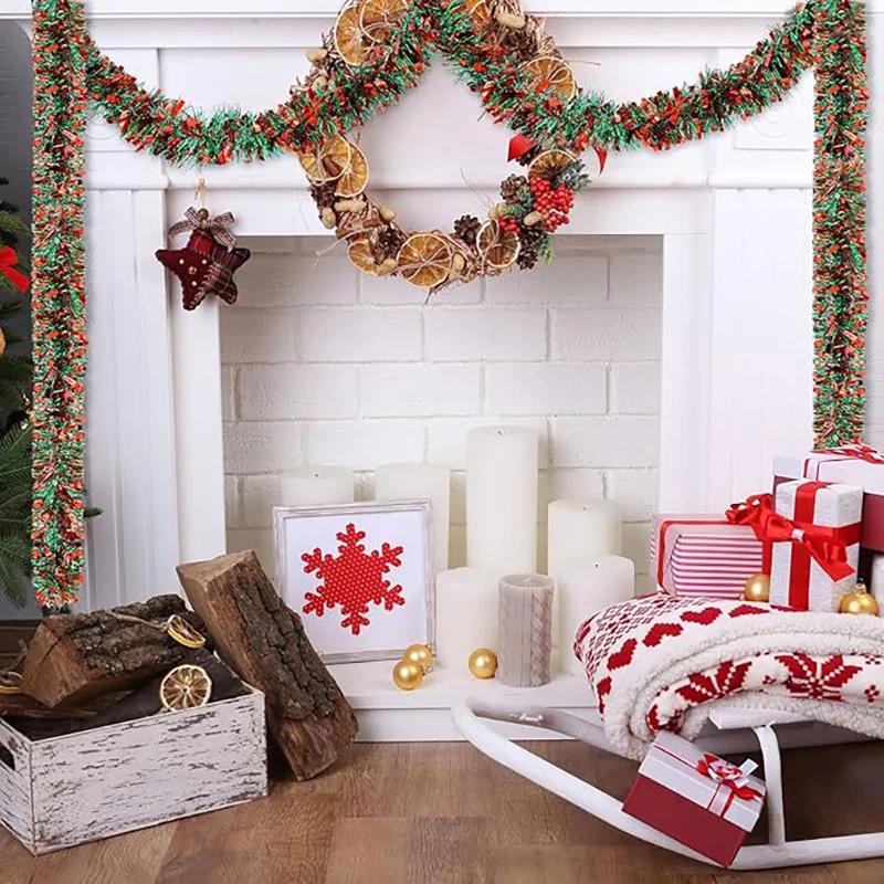 1/3/5Pcs 2M Christmas Strip Ribbon Red Green Tinsel Garland Xmas Tree Hanging Ornaments Home Decoration New Year Party Supplies