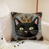 Black Cat Blue Crown Cushion Cover Pillow Case Plush Fabric Soft Double Sided Print Sofa Cushion Cover Throw Pillow Covers