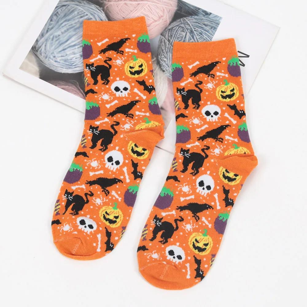 

Носки женские на Хэллоуин, теплые носки Harajuku, простые длинные носки, модные, весна-осень для женщин и мужчин, носки средней длины EU36-43