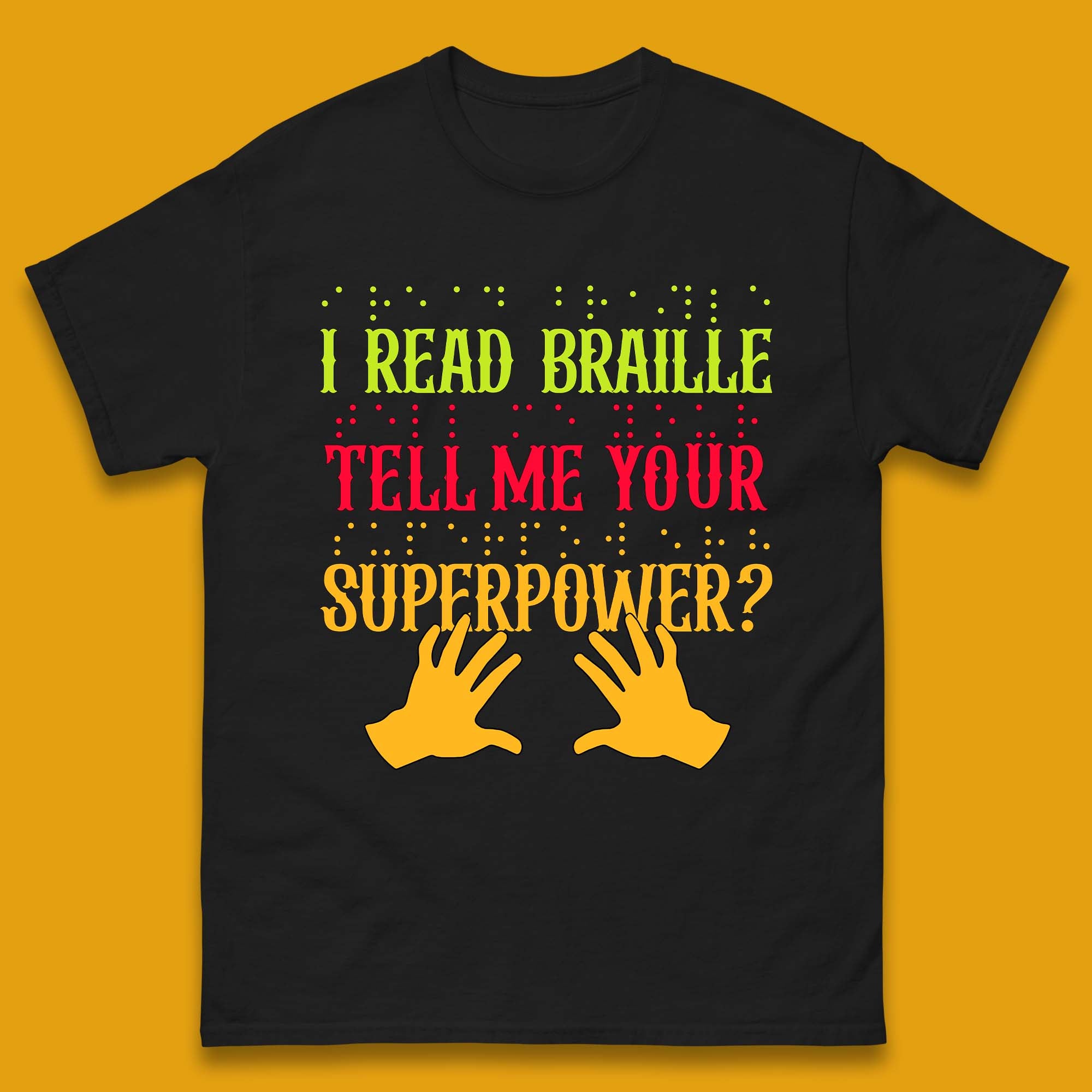 Braille Superpower Mens T-Shirt Womens Tops Tees 2XL