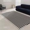 Simple Black Stripe Living Room Decoration Carpet Ins Nordic Bedroom Bedside Plush Non-slip Mat Luxury Study Cloakroom Soft Rug