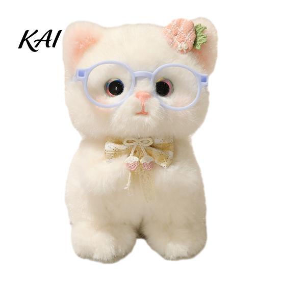 Cute Bag Decoration Plush Kitten Pendant with Glasses And Tie, Soft Stuffed Animal Cartoon Key Holder Keychain for Backpacks Keys, Decorative Hanging
