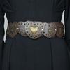 Retro Western Cowboy Belt Hollow Hole Metal Heart Stitching Waistband Solid Color Faux Leather Adjustable Belt Costume Accessories