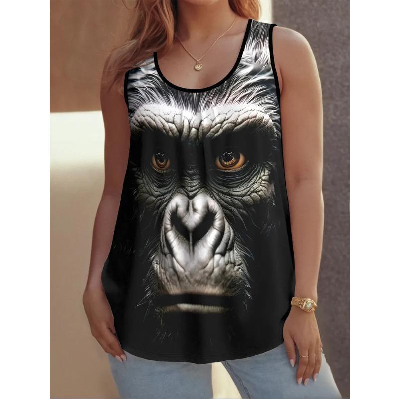 Summer Women's Sleeveless Vest Creative Animal Pattern Color Printing Comfortable Soft Oversized Fashionable Versatile Vest