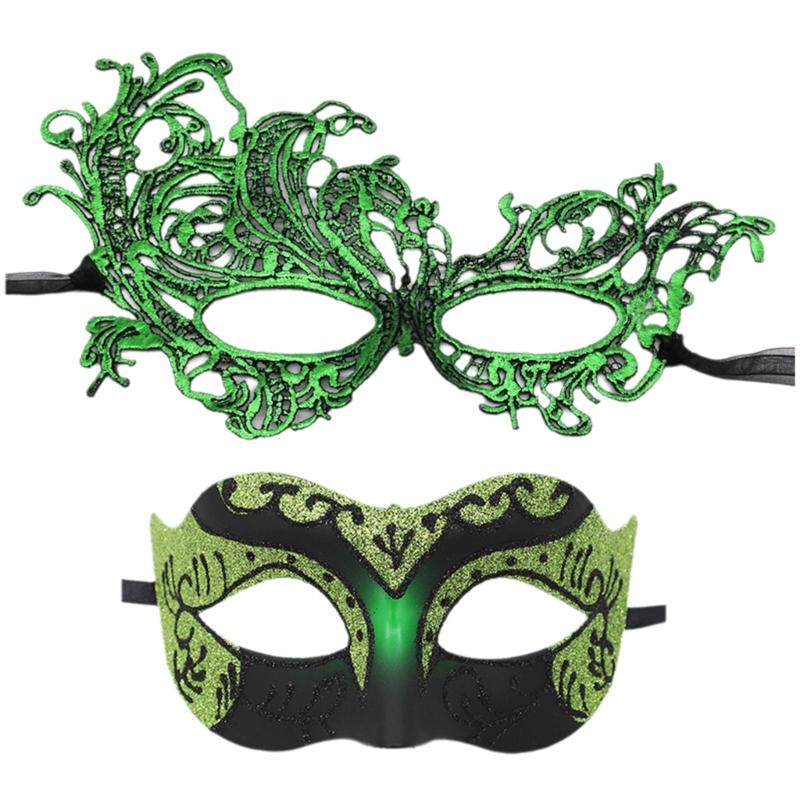 Set of 2 Comfortable Couple's Masquerades Mask Stylish Party Mask Accessory for Masquerades Balls and Costume Parties