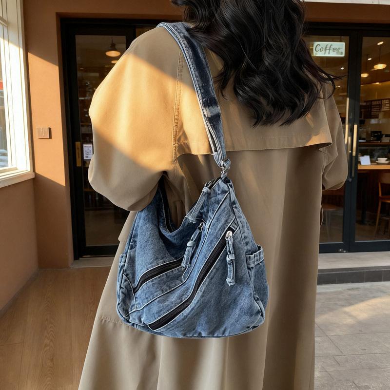New Winter Fashi Shoulder Bag Large Capacity Denim Storage Bag Korean Style Comfortable and Versatile Texture Crossbody Bag
