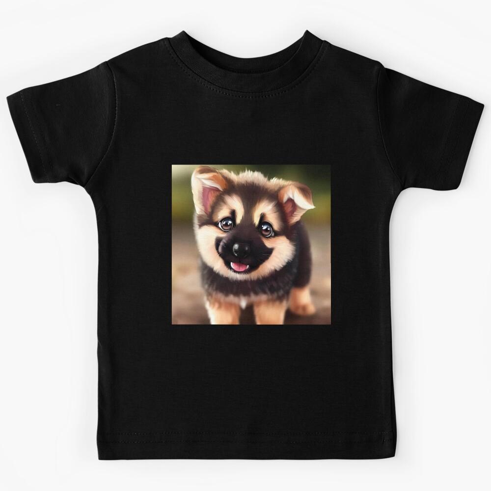 Cute German Shepherd - Cute Baby Animals Kids T-Shirt 160