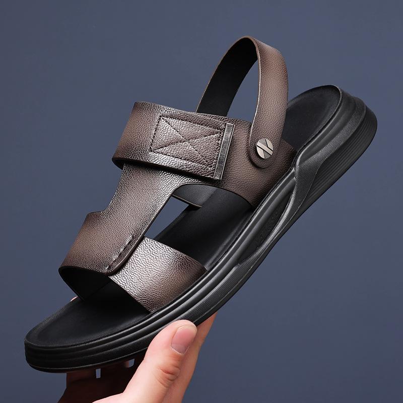 

The first layer of sheepskin summer new men s sandals leather outer wear beach shoes Vietnamese leather sandals men s slippers men s shoes 38