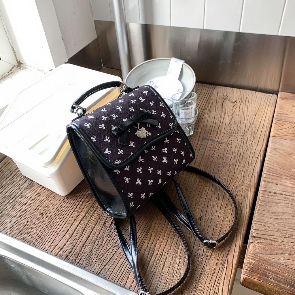 Small Backpack Women's 2025 New Backpack Fashion Niche Bow Schoolbag College Student Handbag