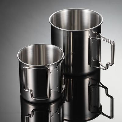 304 Stainless Steel Coffee Mug with Folding Handle Portable Outdoor Travel Camping Beer Mug Tea Water Cup Drinkware