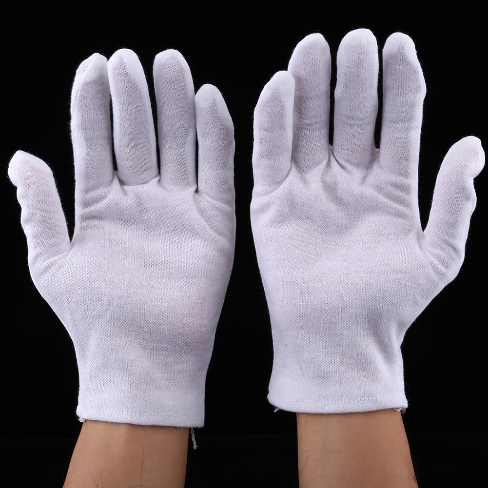 12 Pairs Practical White Cotton Work Safety Glove for Coin Jewelry Silver Inspection Protection