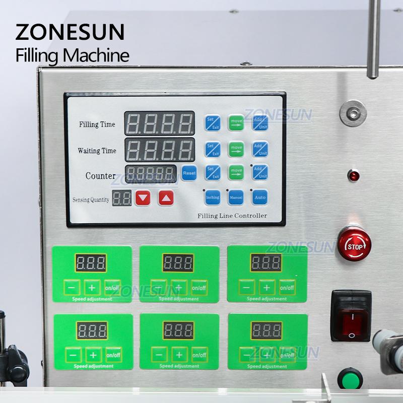 ZONESUN ZS-DTMP6M Automatic 6 Diving Nozzles Liquid Filling Machine Magnetic Pump Foamy Liquid Soap Essential Oil Bottle