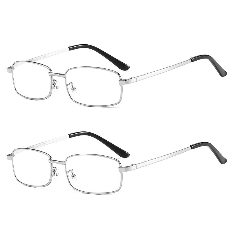2PCS Square Full Frame Metal Lens Reading Glasses Men Women Presbyopic Glasses Anti-Scratch Eyewear Diopter +1.0 +1.5 To +4.0