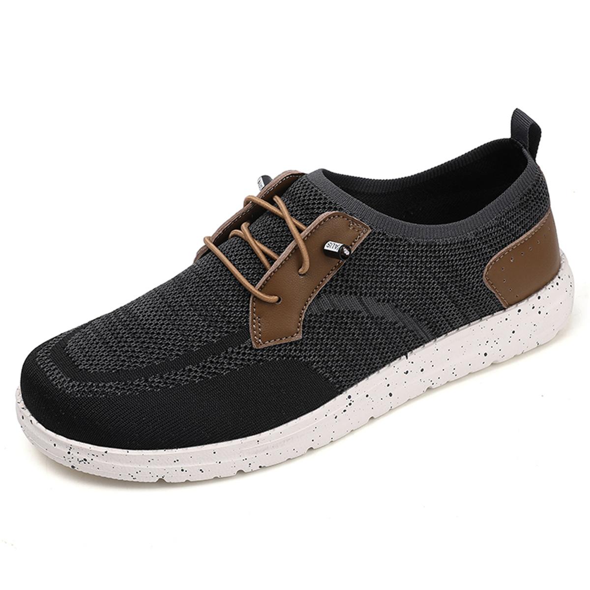 

Модная обувь для мужчин, дышащие кроссовки на плоской подошве для ходьбы, мужские летние повседневные кроссовки, обувь для мужчин в британском стиле 2024 года 48 чёрный