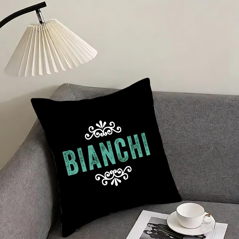 Luxury B-Bianchi Logo Cushion Cover Elegant Comfort Pillowcase Sofa Bed Double-Sided Printed Invisible Zipper Home Decor