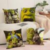 Cartoon S-Shreks Cute Funny Cushion Cover Silky Short Plush With Invisible Zipper Dustproof Sofa Pillow Cover For Home Decor