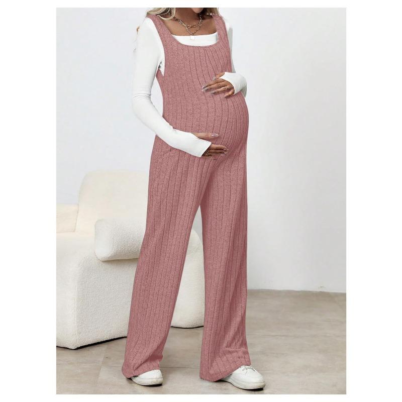 Pregnant Women's Jumpsuit for Autumn and Winter, New Knitted Overalls with Loose Belly Support, Slimming Maternity Clothing