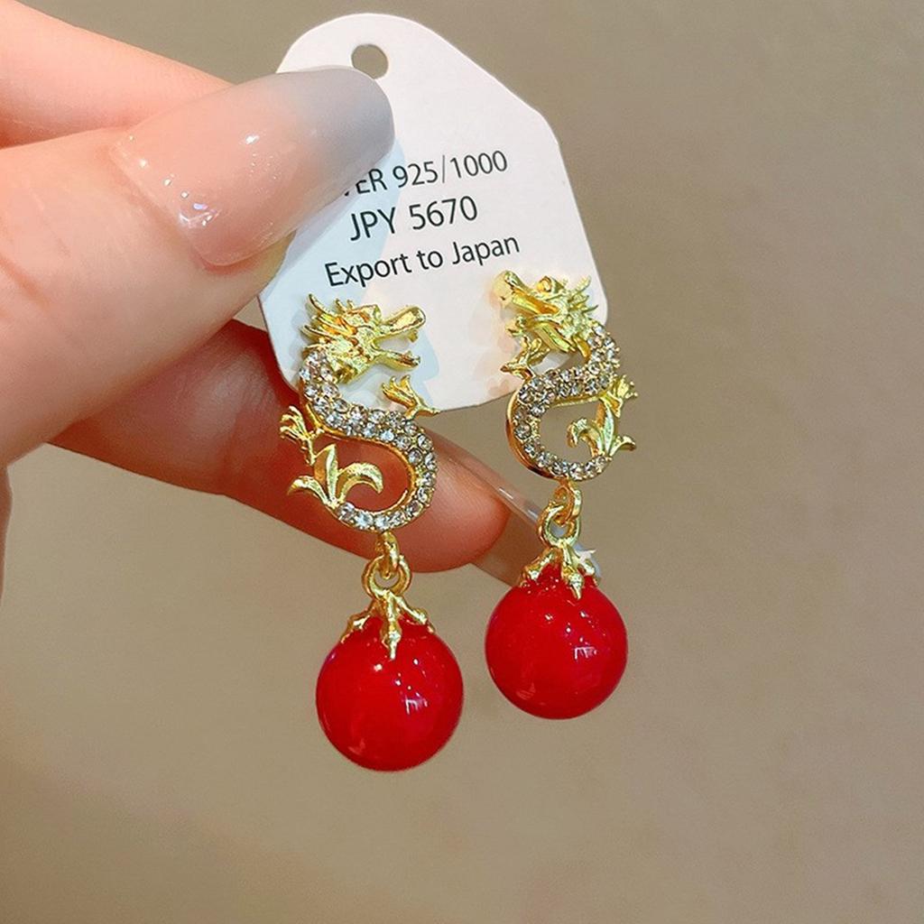 Boucles d'oreilles uniques en alliage sur le thème de l'année du dragon, accessoires exquis en forme de dragon pour le quotidien, les fêtes et les réunions