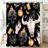 Black Gothic Witch Decor Shower Curtain Halloween Decoration 3D Printing Printed for Bathroom