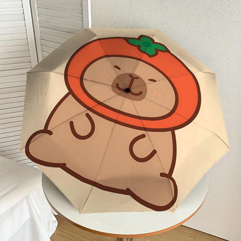 1PC Capybara Heartbeat Umbrella-8-Rib Reinforced Portable Folding Travel Suitable for All Seasons Outdoor Daily Use-H0336