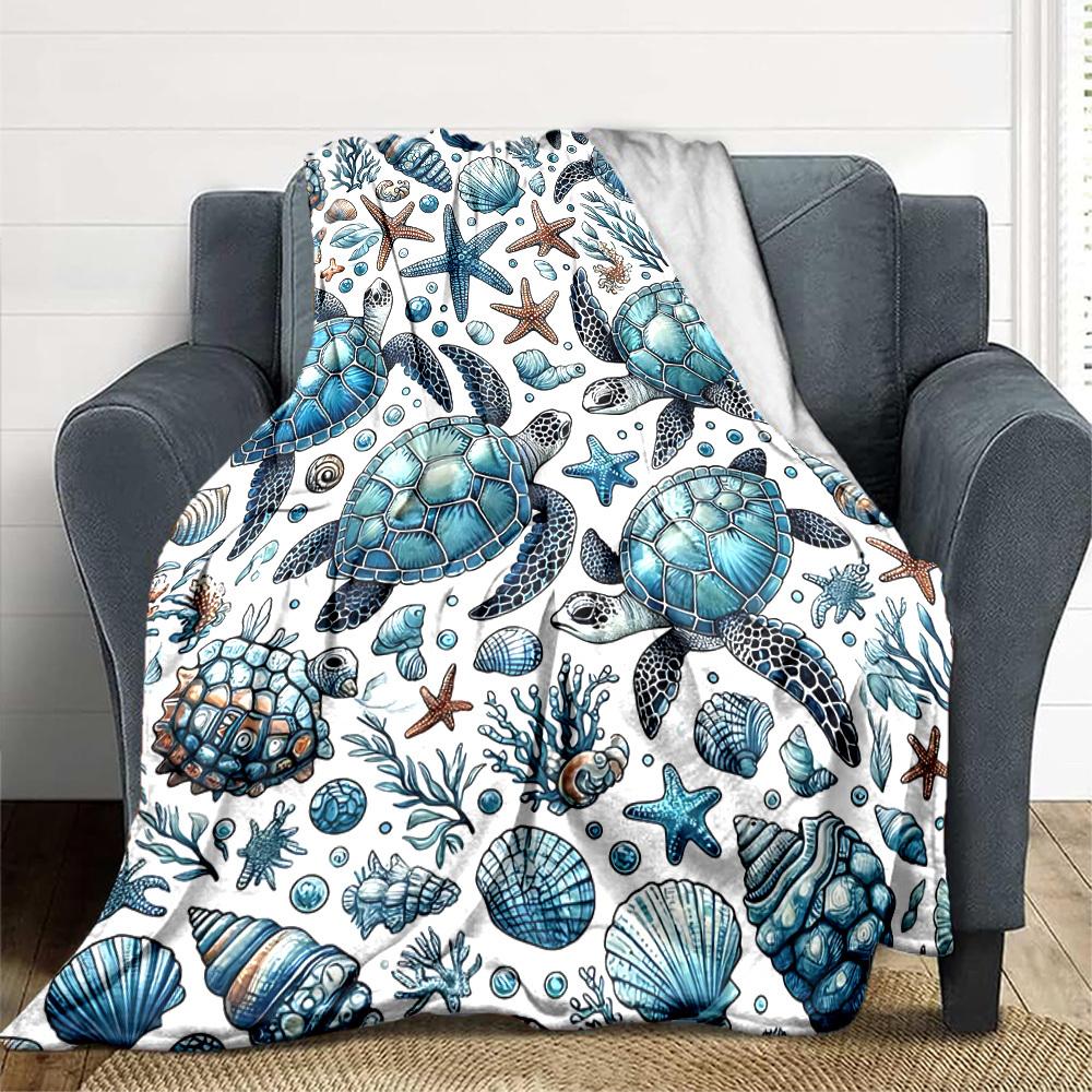 1 Stück Decke mit Meeresschildkrötenmuster, Warm, Gemütlich und Weich, Geeignet für Sofas, Betten, Autos und Büronutzung. Perfekt für Camping und Reisen, was sie zu einer großartigen