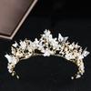 2026 Crown, Butterfly Flower Headband, Crown Headband, Gold Wedding Accessories, Crystal Crown