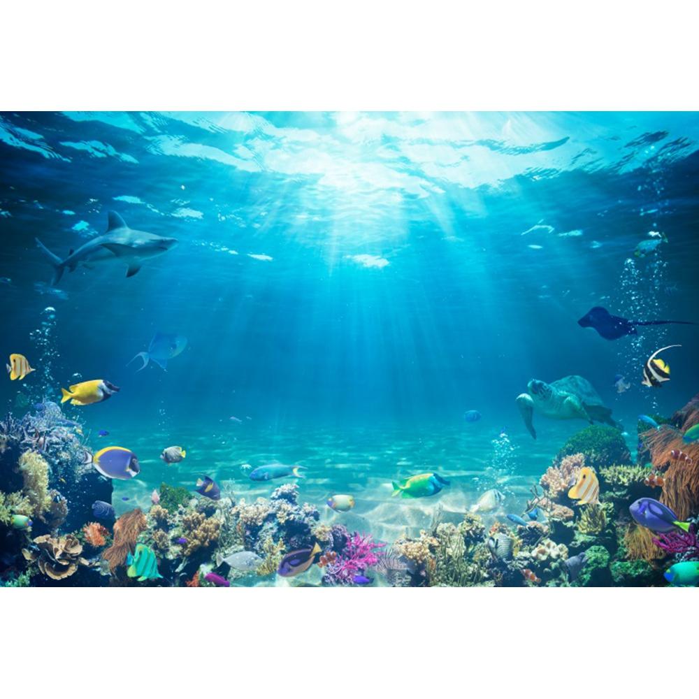 Underwater World Backgrounds for Photographs Ocean Fish Coral Fish Tank Decor Aquarium Scene Portrait Backdrop Shooting Props