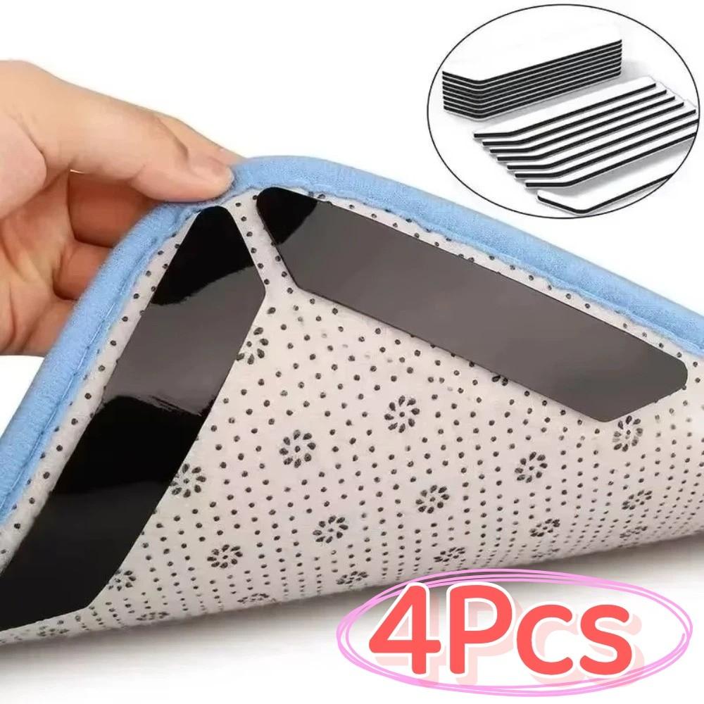 4Pcs Traceless Rug Corner Gripper Strong Adhesive Self Adhesive Rug Stickers Mat Fastener  Carpet