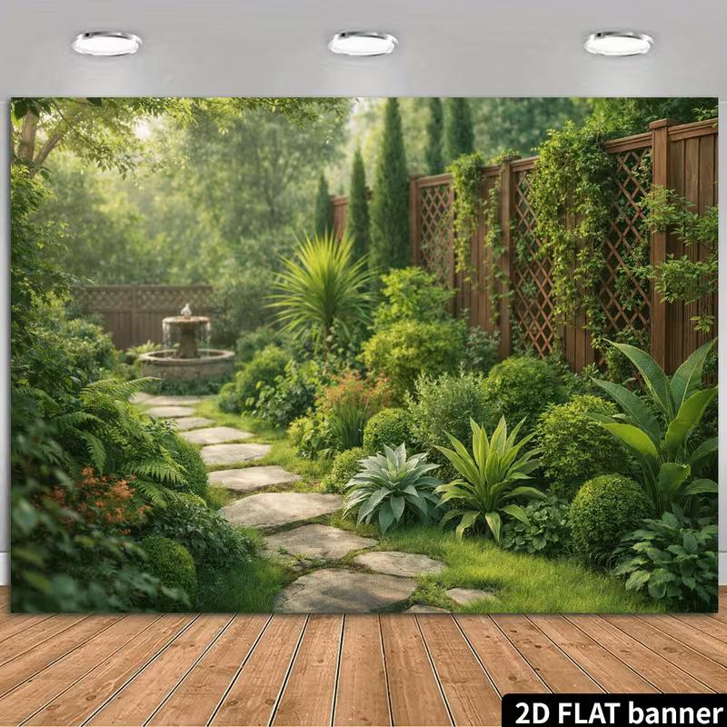 2D Sunlit Woodland Garden Portrait Photo Backdrop
