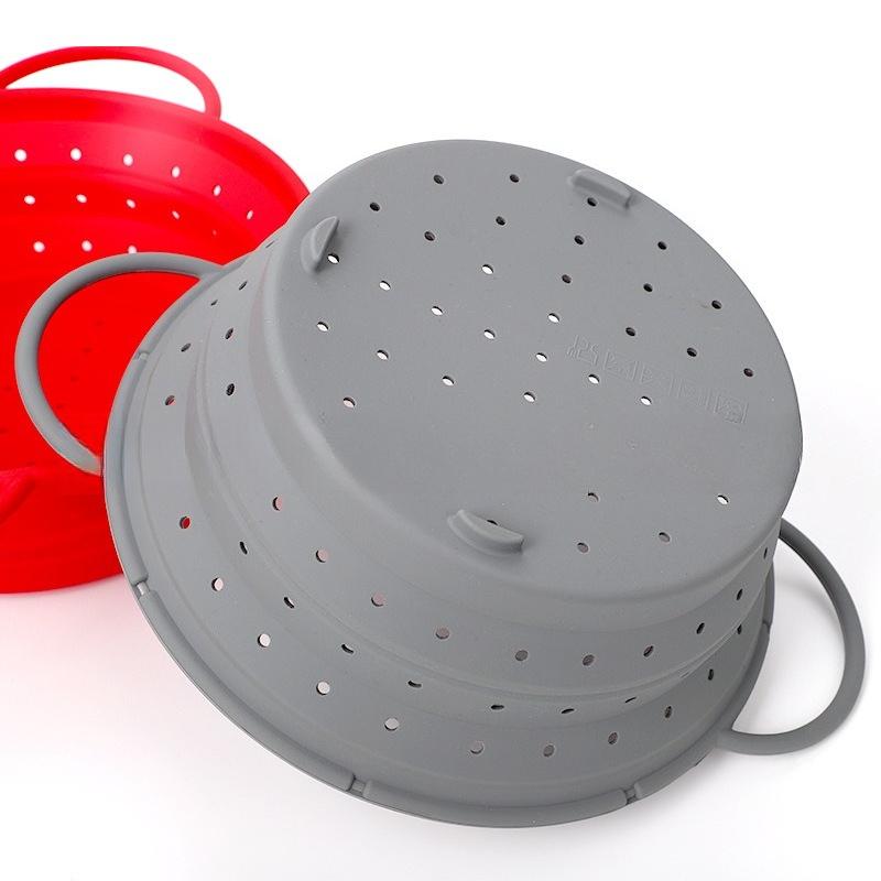 Coș de scurgere pliabil din silicon alimentar pentru alimente, coș pentru spălat fructe și legume, strecurătoare, scurgător pliabil, ustensilă de depozitare pentru bucătărie