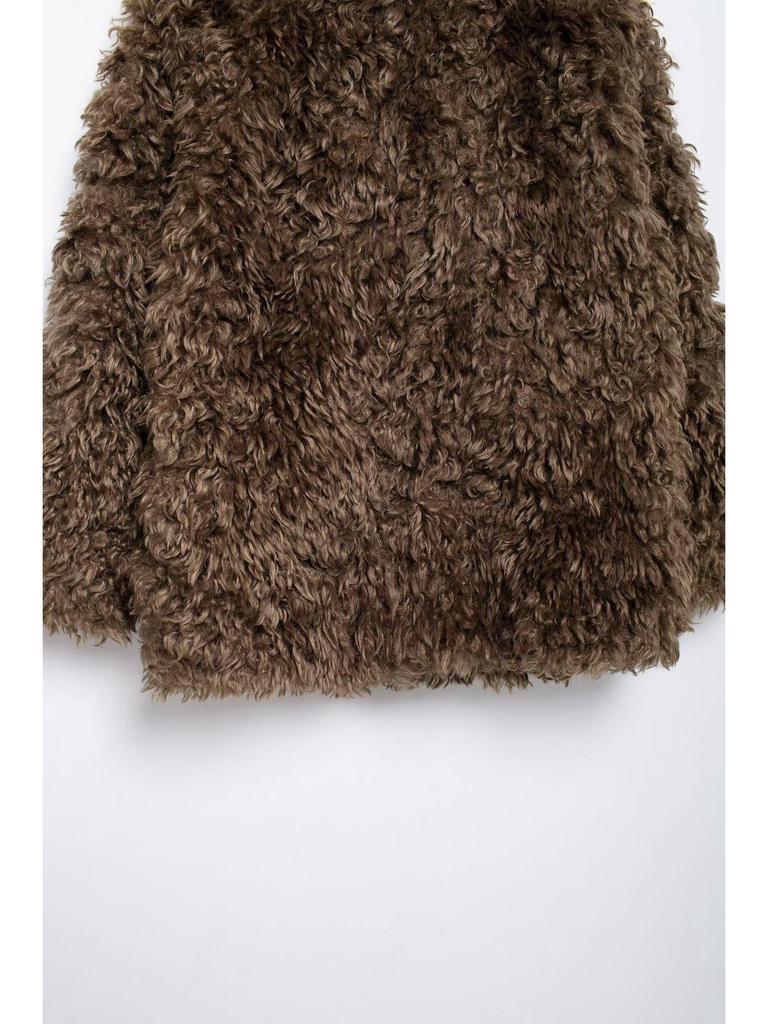 SHEIN Damen Kunstpelz Herbst Midilanger Mantel Jacke