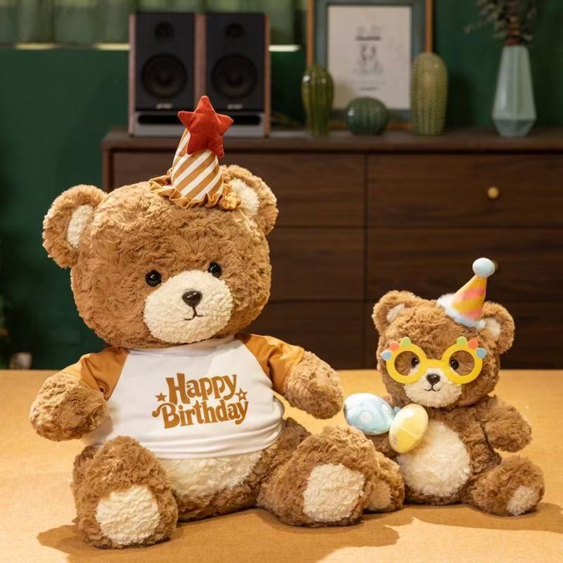 25/35cm Neuer Simulations-Festtagshut Teddybär Stofftier Plüschtier Cartoon Anime Niedliches Geschenk für Kindergeburtstag Lustige Puppe