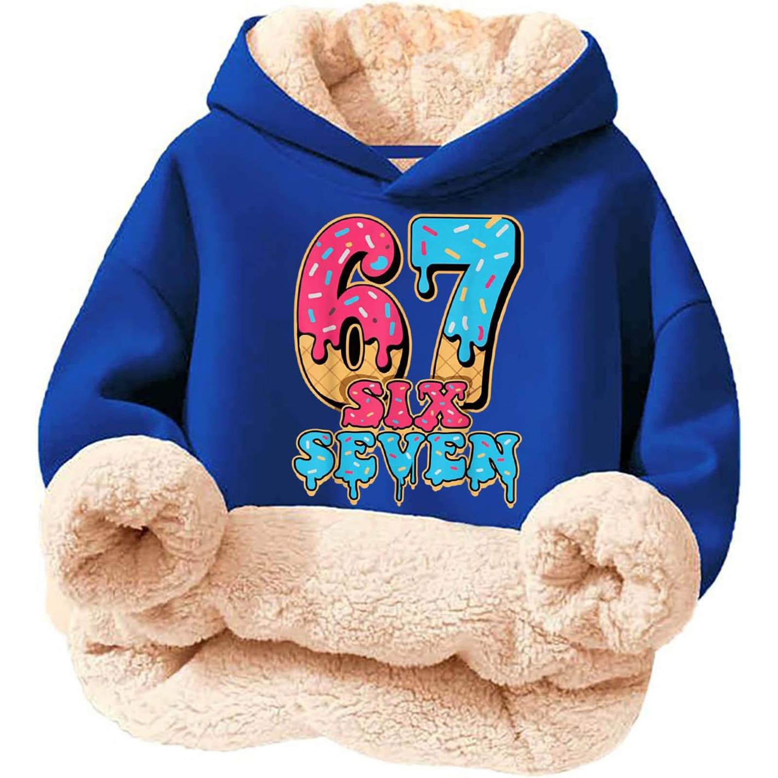 

Дитяче модне худі з принтом, повсякденне флісове худі з капюшоном вільного крою без кишень 170 синій