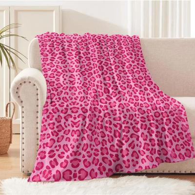 1 Stück Leopardenmuster Gepard Kunst Rosa Decke Flanell Dünne Decken für Zuhause Büro Reisen Camping Perfekte Geschenke Ganzjahresnutzung