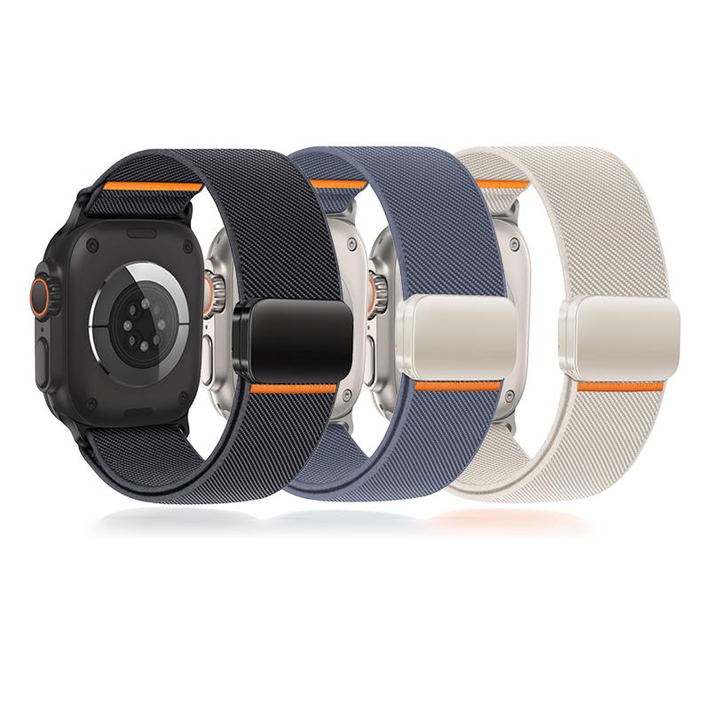 3PCS Magnetic Straps For Apple Watch Ultra 2 Band 49mm 46mm 44mm 45mm 42mm Elastic Nylon Loop Bracelet IWatch Series 10 9 8 7 SE