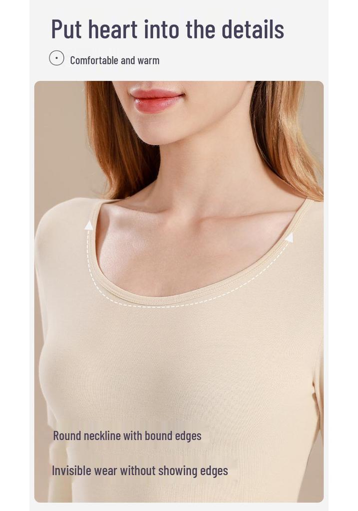 Ensemble d'automne pour femmes en pur coton uni: Couche de base, Pull, Pantalon, Sous-vêtements chauds fins pour filles