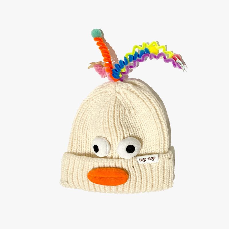Autumn and Winter Children's Warm Knitted Hat Parent Child Wool Hat Girl Cute Cartoon Funny Eyes Tentacles Will Glow