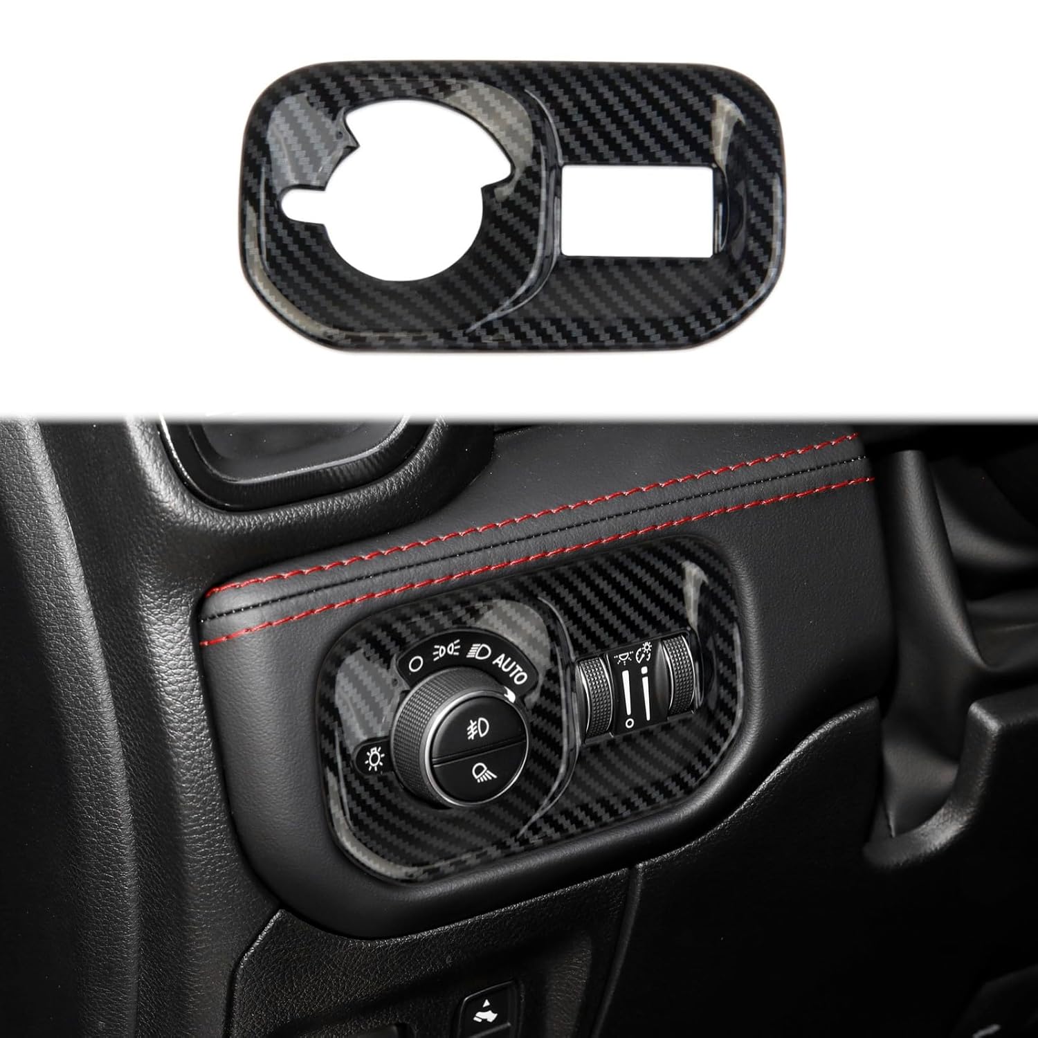 

Korlot Carbon Fiber Headlight Switch Button Panel Cover Trim for Dodge RAM 1500 2500 3500 2019-2026