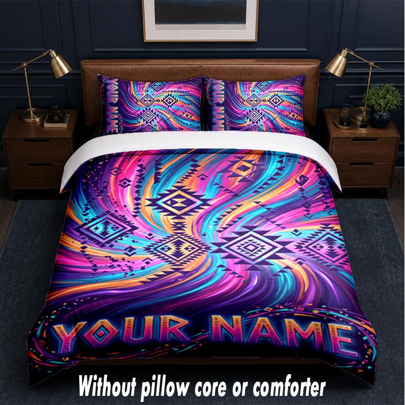 Decorative Artwork Theme Custom Text Or Name 3Pcs Bedding Set,1 Flat Sheet & 2 Pillowcases Personalized Home Bedding