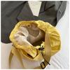 Korean Style Pleated Drawstring Bucket Bag Large Capacity Cloth Crossbody Bag  Women