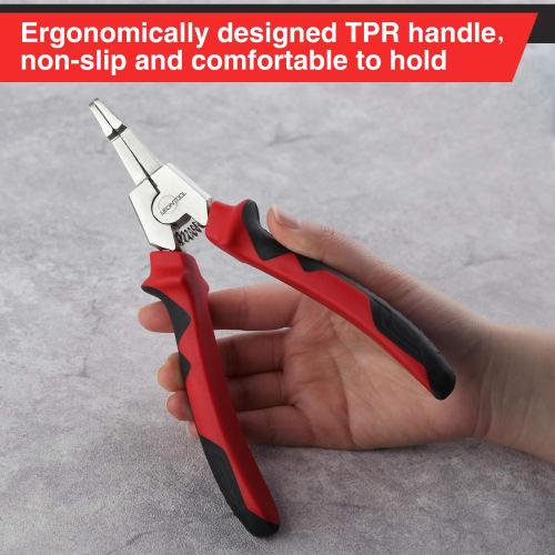 LEONTOOL Locking Ring Pliers, Automotive Locking Ring Pliers, C-Ring Pliers, Precision Retainer and Snap Ring Pliers for Shafts, Straight, Non-Slip, S