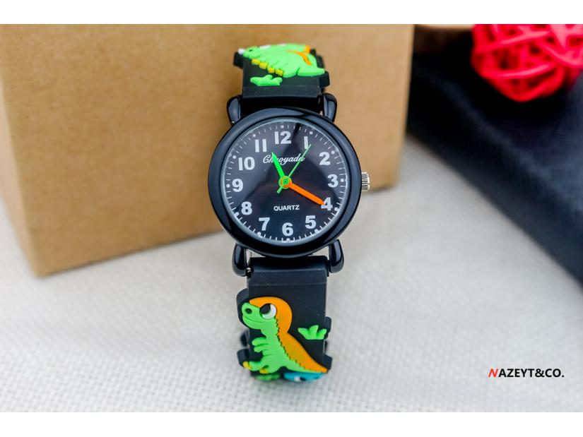 Dziecięcy Kreskówkowy Zegarek Kwarcowy 3D - Motywy: Piłka nożna, Samolot, Koparka, Dinozaur