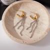 Light Luxury High-End Stainless Steel Mixed Color Chain Tassel Earrings Minimalist Titanium Steel Earrings  Jewelry Gifts