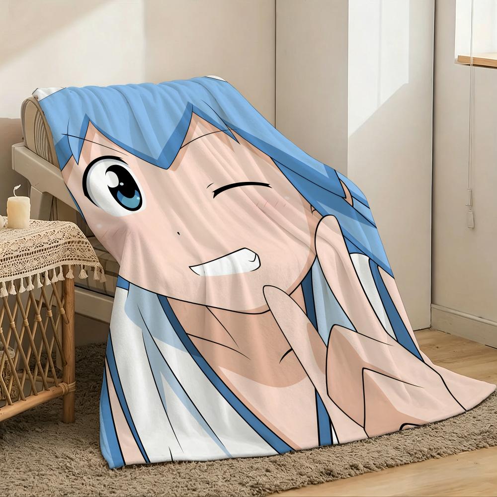 Squid Girl Throw Lightweight 240g Flannel Blanket Soft Skin-friendly for Summer Cooling